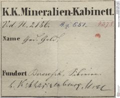 Etiketten zu Gold (NHMW-MIN-Aq651)